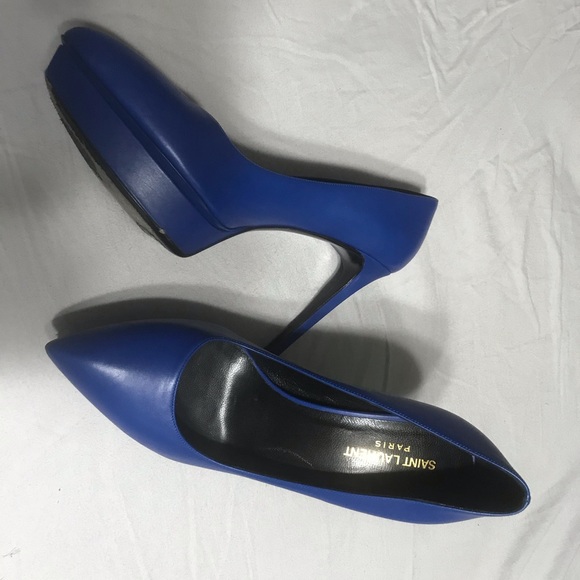 Saint Laurent Blue Seta Calf Heels 9 1/2 = 39 1/2 - Picture 4 of 7